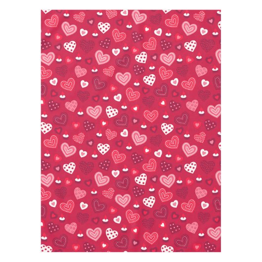 Rotes Valentinherzen-Muster Tischdecke (Vorderseite)