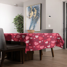 Rotes Valentinherzen-Muster Tischdecke