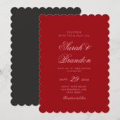 Rotes Valentins-Minimalist-Script-Hochzeit Einladung (Vorne/Hinten)