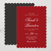 Rotes Valentins-Minimalist-Script-Hochzeit Einladung (Vorne/Hinten)
