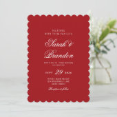 Rotes Valentins-Minimalist-Script-Hochzeit Einladung (Stehend Vorderseite)