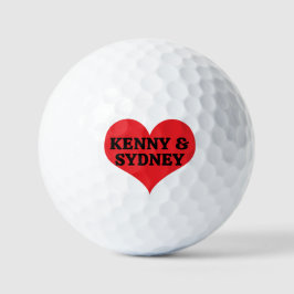 Rotes Valentinsherz mit Ihren personalisierten Nam Golfball