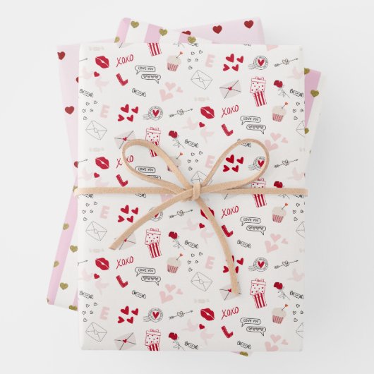 Rotes Valentinstag Geschenkpapier Set (Beispiel)