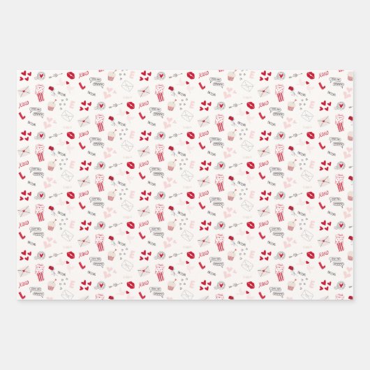 Rotes Valentinstag Geschenkpapier Set (Vorderseite)
