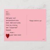 Rotes Valentinstagherz Feiertagspostkarte (Rückseite)