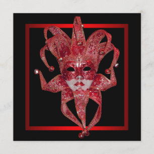 Rotes Venezianisches Mardi Gras Masquerade Party Einladung