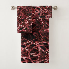 Rotes verflochtenes Netz aus rustikalem und gezoge Badhandtuch Set