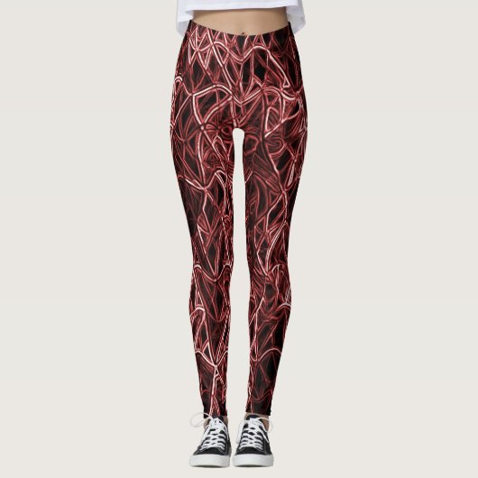 Rotes verflochtenes Netz aus rustikalem und gezoge Leggings (Vorderseite)