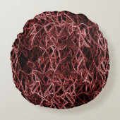 Rotes verflochtenes Netz aus rustikalem und gezoge Rundes Kissen (Vorderseite)