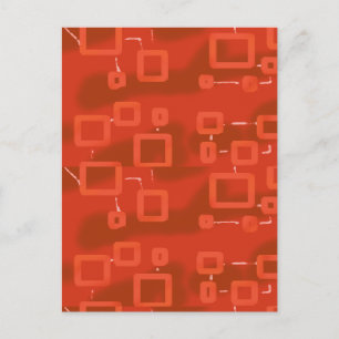 Rotes verspieltes geometrisches Abstrakt Postkarte