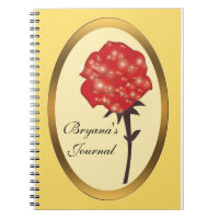 Rotes verzaubertes Glitter-Rosen-Notizbuch