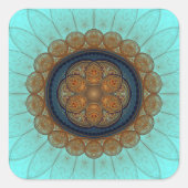 Rotes verziertes Blumenmuster Fraktal Quadratischer Aufkleber (Vorderseite)