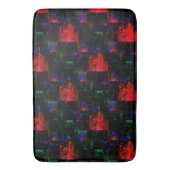 Rotes viereckiges Mosaiküberlagern über dunkelgrün Badematte (Vorderseite Vertikal)