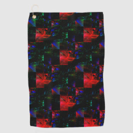 Rotes viereckiges Mosaiküberlagern über dunkelgrün Golfhandtuch