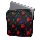 Rotes viereckiges Mosaiküberlagern über dunkelgrün Laptopschutzhülle (Vorderseite Links)