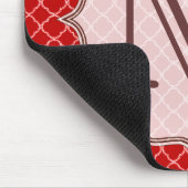 Rotes Viertelblatt-Gitter-Monogramm-Mauspad Mousepad (Ecke)