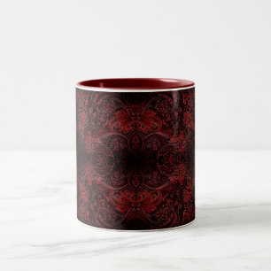 Rotes viktorianisches Brokatmuster Zweifarbige Tasse