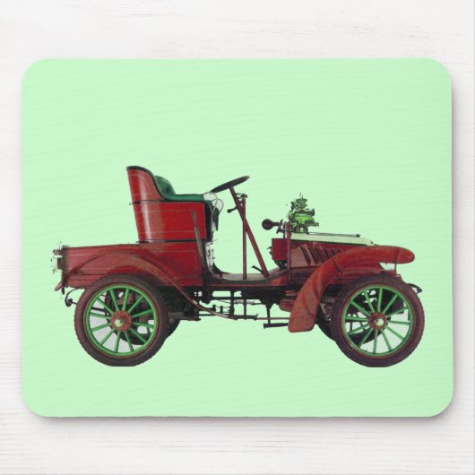 ROTES VINTAGAUTO, KLASSISCHES AUTOMOTIVES Grün Mousepad (Vorne)