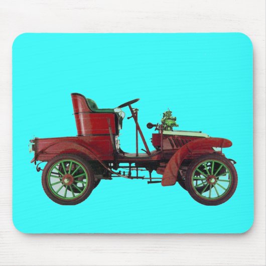 ROTES VINTAGAUTO, KLASSISCHES AUTOMOTIVES Hellblau Mousepad (Vorne)