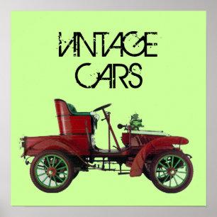 ROTES VINTAGE-AUTO /KLASSISCHES AUTO AUTOMOTIV Grü Poster