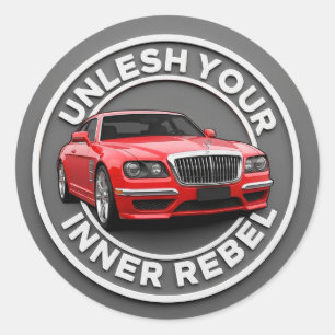 Rotes Vintage-Auto Runder Aufkleber