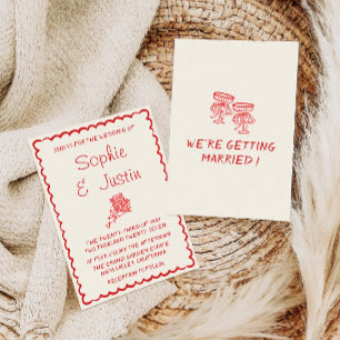 Rotes Vintage-Blumenstrauß-Hochzeit Einladung