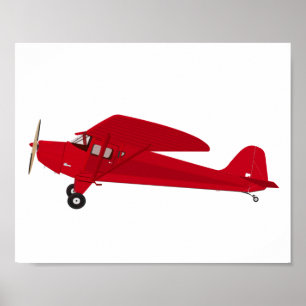 Rotes Vintage-Flugzeug Kinder Dekorationsdruckplak Poster
