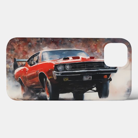 Rotes Vintage-Muscle-Car Case-Mate iPhone Hülle (Rückseite (Horizontal))