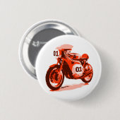 Rotes Vintage-Rennmotorrad Button (Vorne & Hinten)