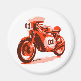 Rotes Vintage-Rennmotorrad Magnet