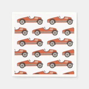 Rotes Vintage-Rennwagen-Geburtstags Serviette