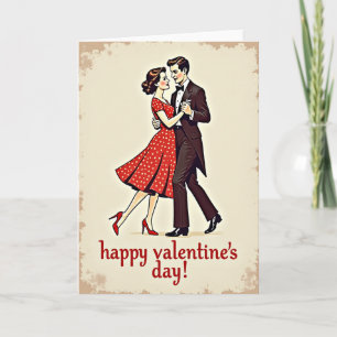Rotes Vintage-Valentinstag-Tanzkarte Karte