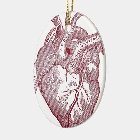 Rotes Vintages anatomisches Herz Keramikornament (Links)