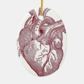 Rotes Vintages anatomisches Herz Keramikornament (Vorne)