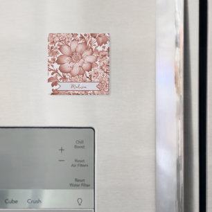 Rotes Vintages Chinoiserie Personalisiertes Floren Magnet