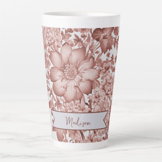 Rotes Vintages Chinoiserie Personalisiertes Floren Milchtasse (Vorderseite)
