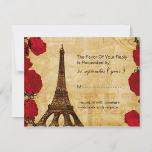 rotes Vintages Eiffel-Turm Paris-Hochzeits-uAwg RSVP Karte