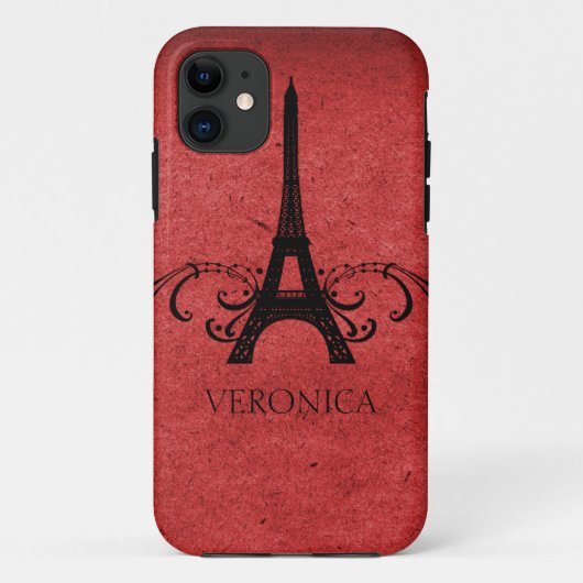 Rotes Vintages Französisch Geblüht Case-Mate iPhone Hülle (Rückseite)