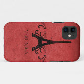 Rotes Vintages Französisch Geblüht Case-Mate iPhone Hülle (Rückseite (Horizontal))