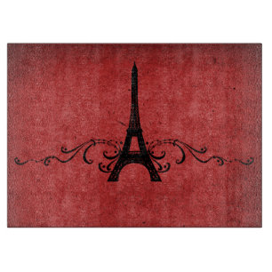 Rotes Vintages Französisch Geblüht Schneidebrett