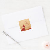 Rotes Vintages Gramophon Save the Date Stickers (Umschlag)
