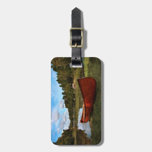 Rotes Vintages Kanu Gepäckanhänger (Vorderseite vertikal)