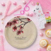 Rotes Vintages Kirschblütenpapier Teller (Party)