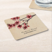 Rotes Vintages Kirschblütenpapier Untersetzer (angewinkelt)