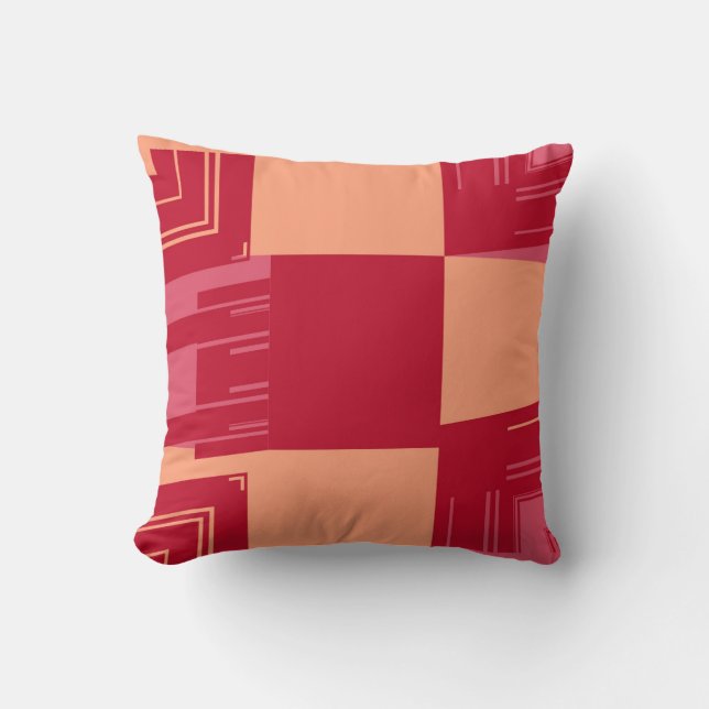 Rotes Vintages Kunstdesign Abstraktes Kissen (Vorderseite)