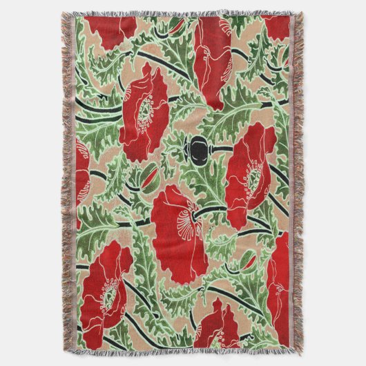 Rotes Vintages Mohnwürfelchen Decke (Vorderseite Vertikal)