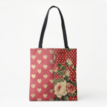 Rotes Vintages Shabby Chic Dots Hearts Florals Mix