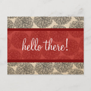 Rotes Vintages Zinnia Postkarte