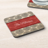 Rotes Vintages Zinnia Untersetzer Set (Linke Seite)