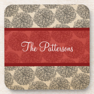 Rotes Vintages Zinnia Untersetzer Set